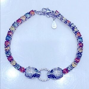 30x0.25ct Genuine Sapphires 14KGP Bracelet